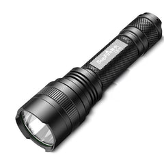Lanterna led superfire c8-h 15 w 1500 lm 300 m 5 moduri acumulator 4000 mah aluminiu negru