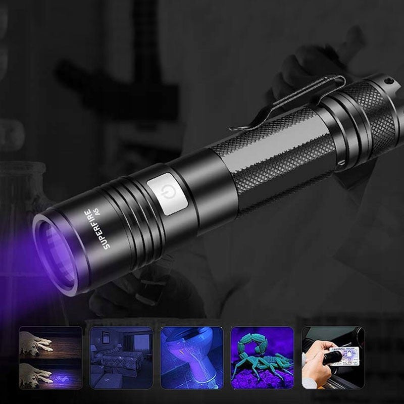 Lanterna uv superfire 365 nm reincarcabila usb led smd