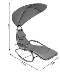 Leagan de gradina Ergonomic cu acoperis Umbrar si Perna - Gri