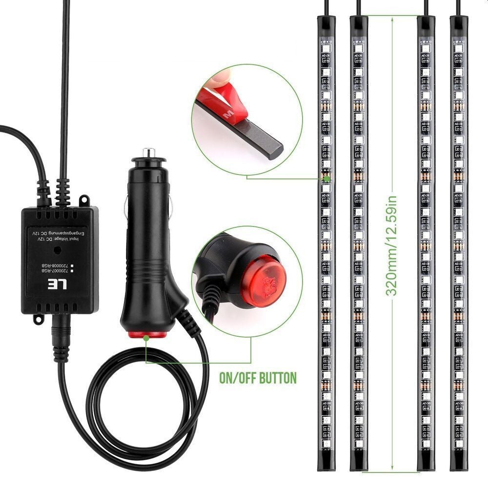 Lumina Led interior Auto senzor sunet 4 benzi autoadezive 12 v cu telecomanda
