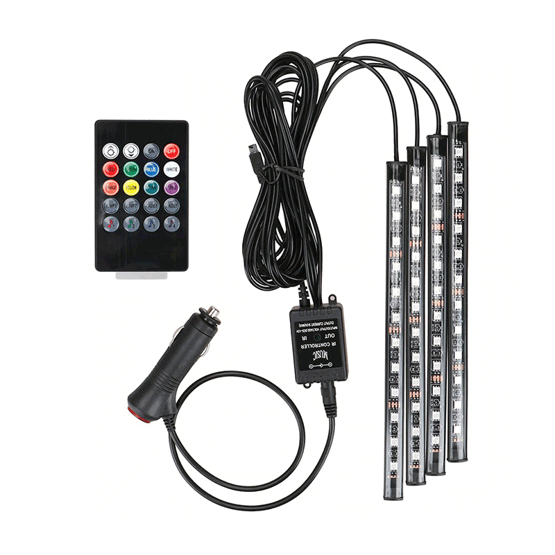 Lumina Led interior Auto senzor sunet 4 benzi autoadezive 12 v cu telecomanda