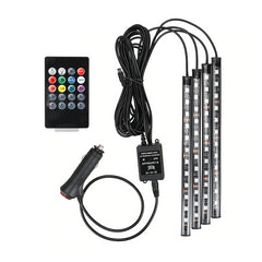 Lumina Led interior Auto senzor sunet 4 benzi autoadezive 12 v cu telecomanda