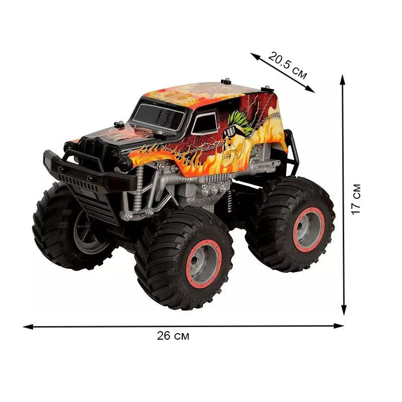 Masina cu telecomanda tip off-road cascadorii rotire verticala 360 grade imprimeu flacari
