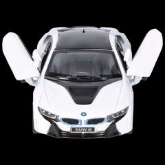 Masinuta die cast BMW i8 scara 1 la 36 12.5 cm alba