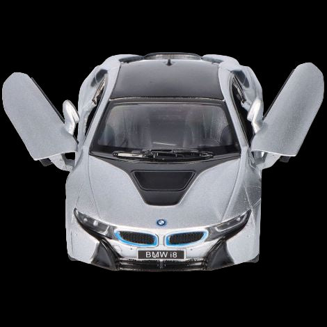 Masinuta die cast BMW i8 scara 1 la 36 12.5 cm gri