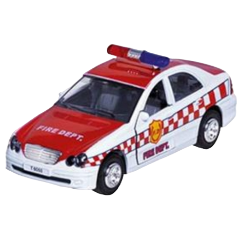 Masinuta die cast cu sunete si lumini 15 cm pompieri alba