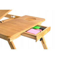 Masuta Laptop Pliabila suport pahar sertar lemn de Bambus 50x30 cm