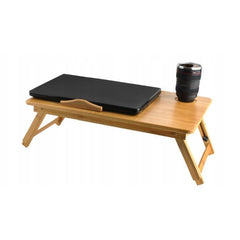 Masuta Laptop Pliabila suport pahar sertar lemn de Bambus 50x30 cm