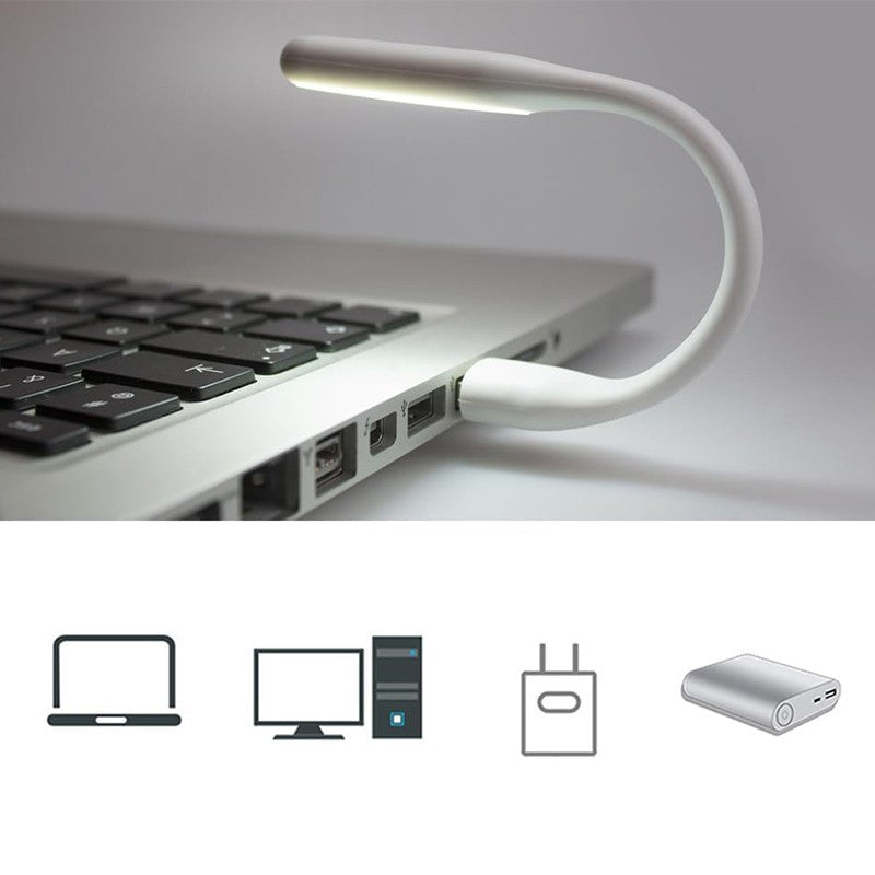 Mini lampa led portabila 1.2w brat flexibil alimentare usb alba 16 cm