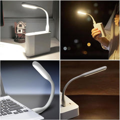 Mini lampa led portabila 1.2w brat flexibil alimentare usb alba 16 cm