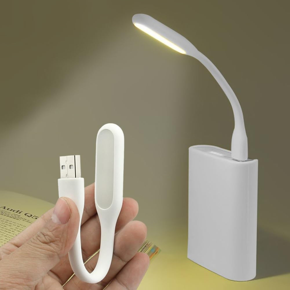 Mini lampa led portabila 1.2w brat flexibil alimentare usb alba 16 cm