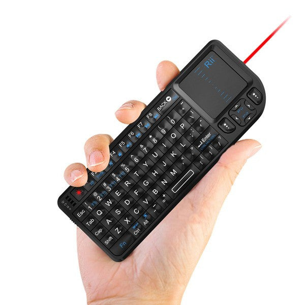 Mini tastatura Rii V3 iluminata cu Touchpad si Laserpoint Wireless pentru prezentari