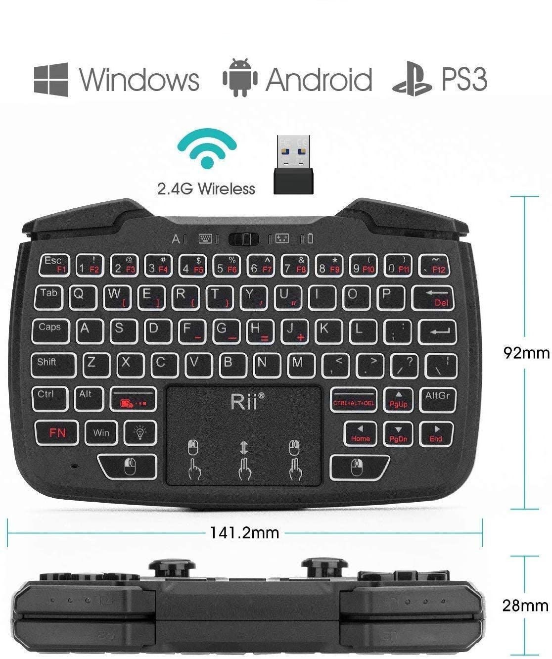 Mini tastatura Wireless 3 in 1 Touchpad, Gamepad cu vibratii, Turbo pentru PC, PS3, Android, TV Box, Smart TV