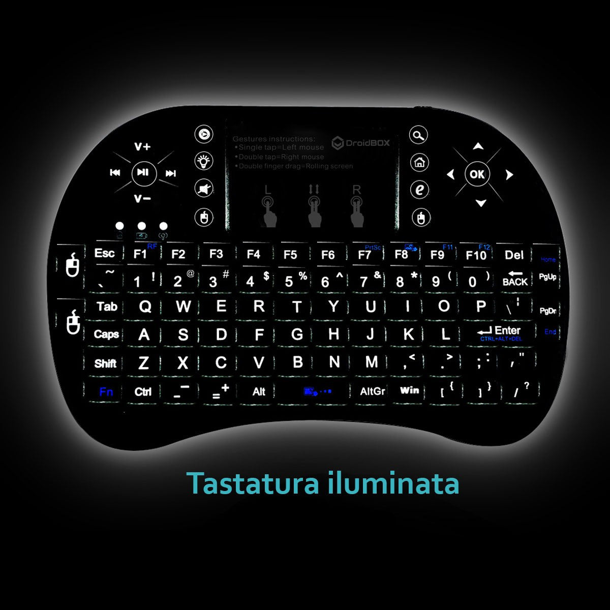 Mini tastatura Wireless Smart TV, PC, Tableta, PS3, Touchpad compatibila Android, Rii i8+