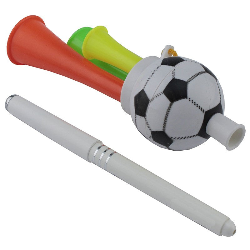 Mini vuvuzela cu 3 trompete tricolora 13 cm