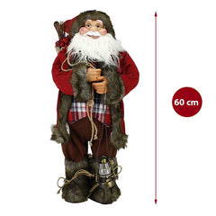 Mos Craciun Handmade cu Felinar si Sac Cadouri aspect Autentic 60 cm