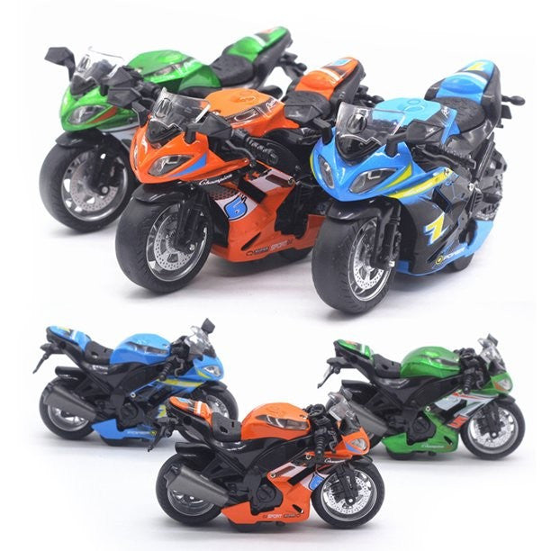 Motocicleta miniatura sunete si lumini led mecanism inertial 14x7x5 cm