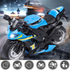 Motocicleta miniatura sunete si lumini led mecanism inertial 14x7x5 cm