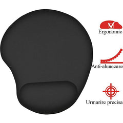 Mouse pad ergonomic cu gel pernita incheietura negru 23x18x2 cm