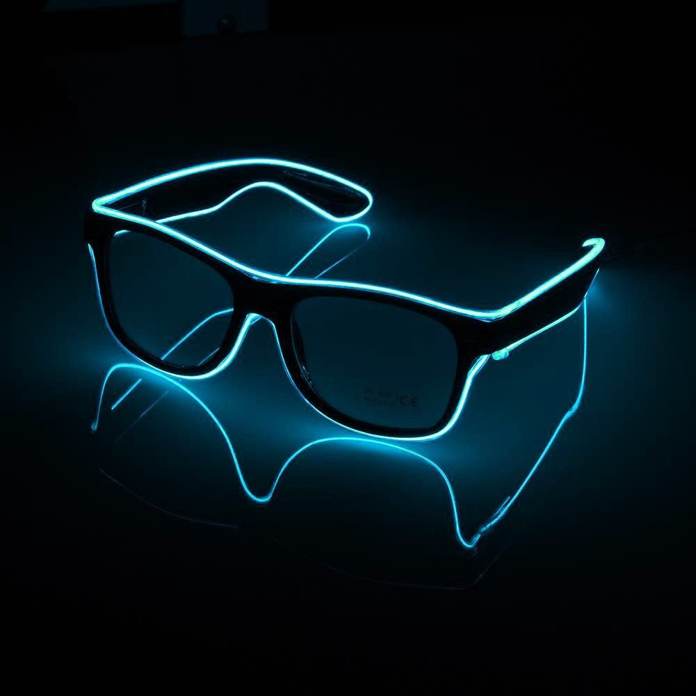 Ochelari party luminosi fir el wire cu 3 moduri de iluminare culoare albastru deschis