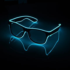Ochelari party luminosi fir el wire cu 3 moduri de iluminare culoare albastru deschis