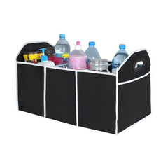 Organizator pliabil cu 3 compartimente manere material textil negru