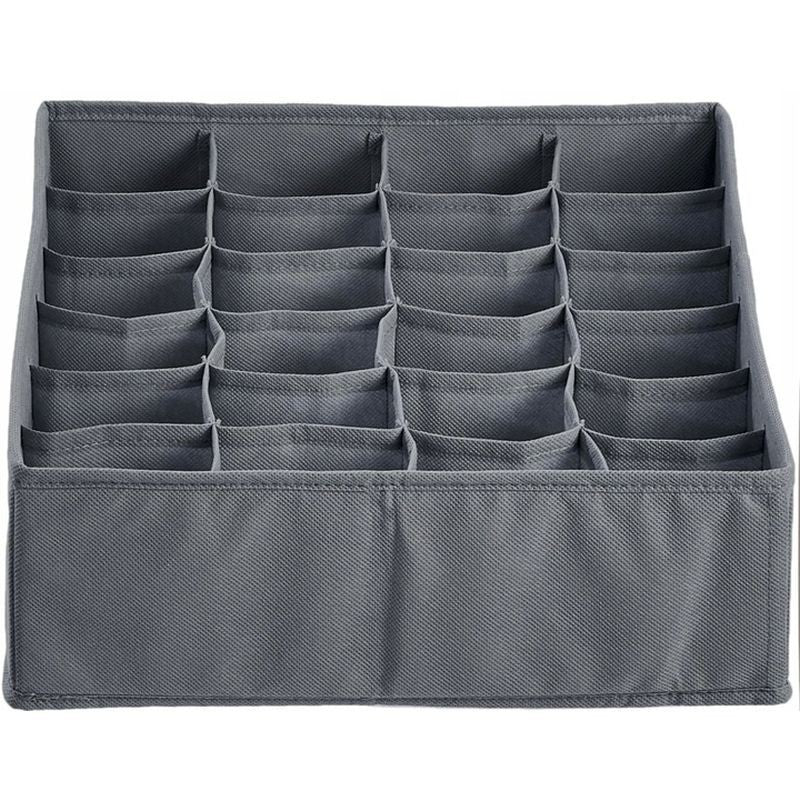 Organizator pliabil pentru sertar 24 compartimente 32.5 x 32.5 cm textil gri