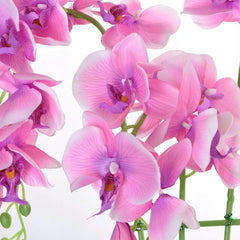 Orhidee artificiala decorativa roz 24 flori si boboci ghiveci inaltime 65 cm