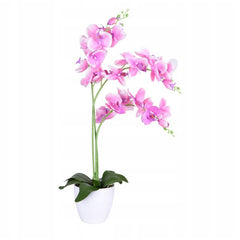 Orhidee artificiala decorativa roz 24 flori si boboci ghiveci inaltime 65 cm