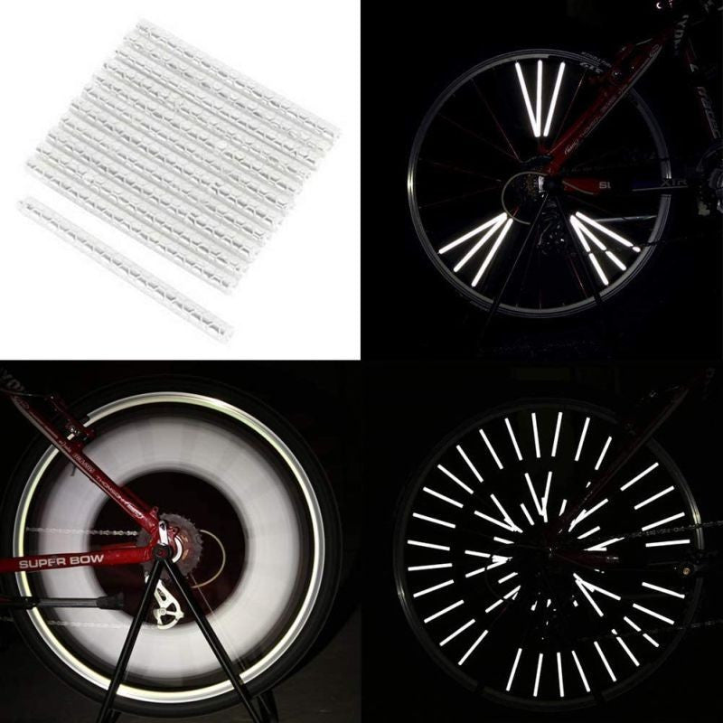 Ornamente Reflectorizante pentru spite bicicleta 12 bucati Albe