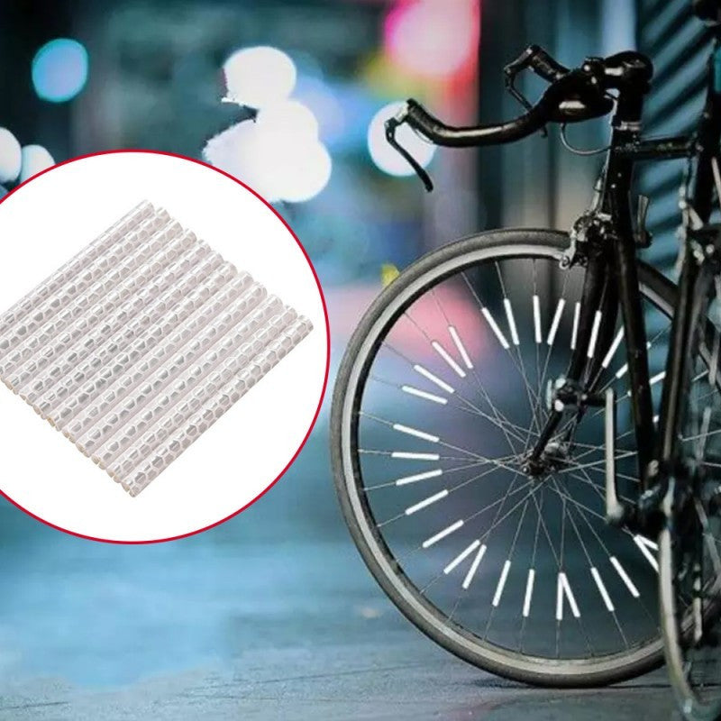 Ornamente Reflectorizante pentru spite bicicleta 12 bucati Albe
