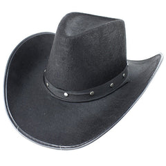 Palarie CowBoy material testil snur decoratiuni metalice negru