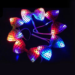 Papion cu led rgb aplicatii paiete material te-til unise- 11.5-6.5 cm culoare roz