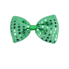 Papion luminos led rgb accesoriu party cu paiete 3 moduri iluminare material textil culoare verde
