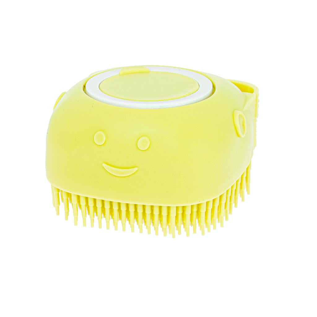 Perie din silicon cu Dozator de Sampon pentru Spalare Caini sau Pisici galben
