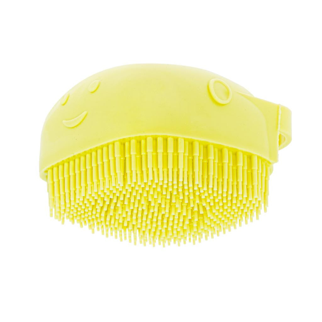 Perie din silicon cu Dozator de Sampon pentru Spalare Caini sau Pisici galben