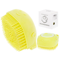Perie din silicon cu Dozator de Sampon pentru Spalare Caini sau Pisici galben