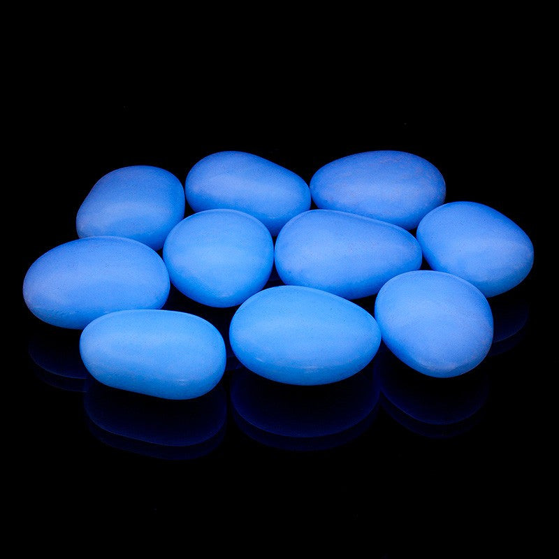 Pietre decorative Fosforescente diametru 4 cm lumineaza Glow albastru 10 bucati