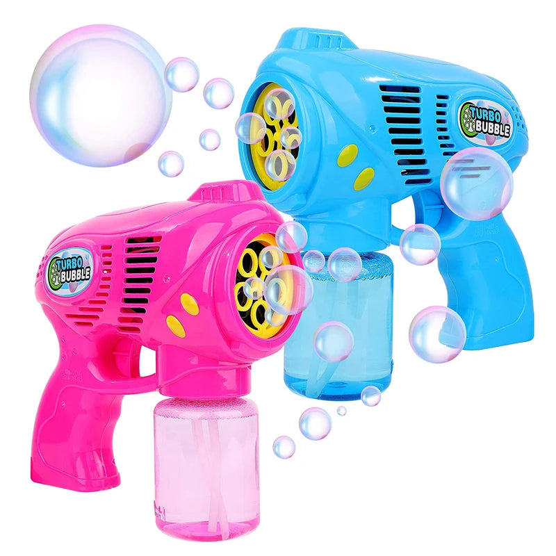 Pistol electric baloane sapun lumini si muzica rezervor solutie 150 ml 5 orificii alimentare cu baterii