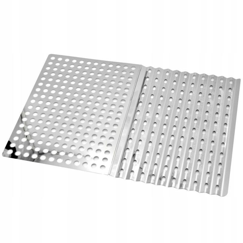 Placa pentru gratar otel inoxidabil 2 parti pliabila 46x30cm argintiu