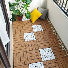 Placa wpc deck terasa 30x30 cm grosime 2.2 cm amenajari exterioare sistem interconectare culoare tec aspect lemn