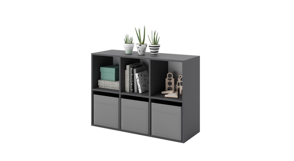 Biblioteca Loni 2x3 gri