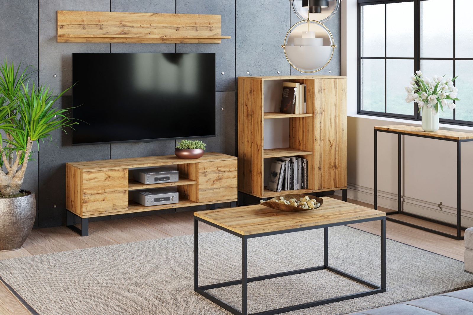 Dulap Focus RTV 135 cm - loft stejar craft