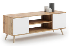 Dulap Focus RTV 135 cm stejar auriu Craft - alb