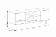 Dulap RTV din casmir Focus 135 cm - picioare aurii