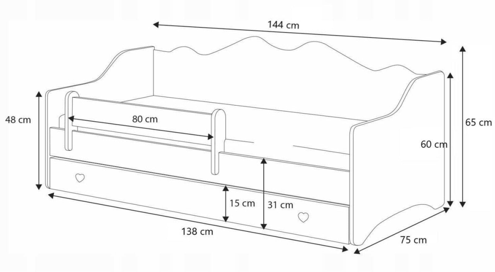 Pat pentru copii Emma 140x70 roz