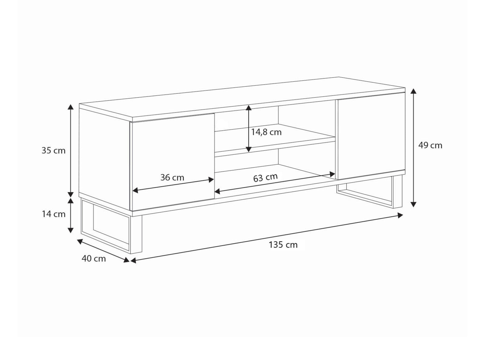 Dulap RTV Focus loft 135 cm - decor sipci stejar craft