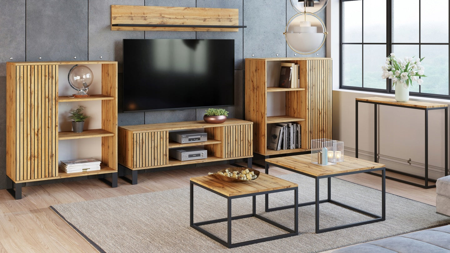Dulap RTV Focus loft 135 cm - decor sipci stejar craft
