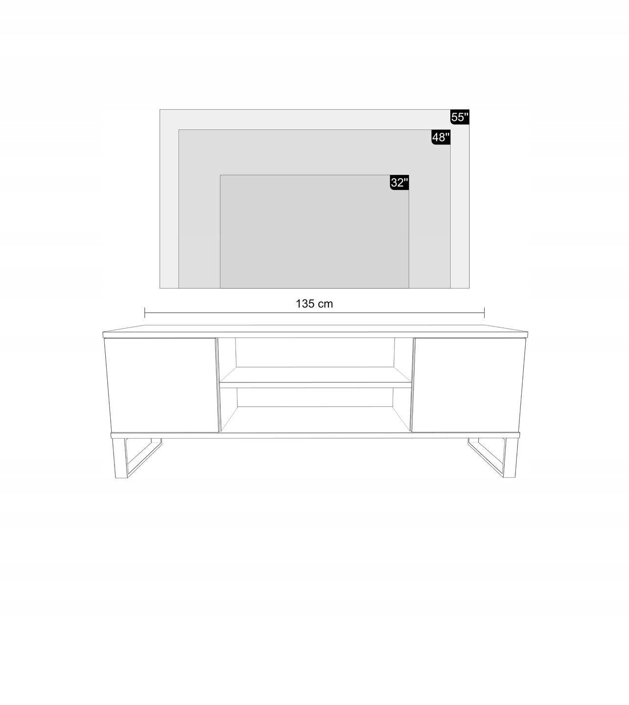 Dulap RTV Focus loft 135 cm - decor sipci stejar craft