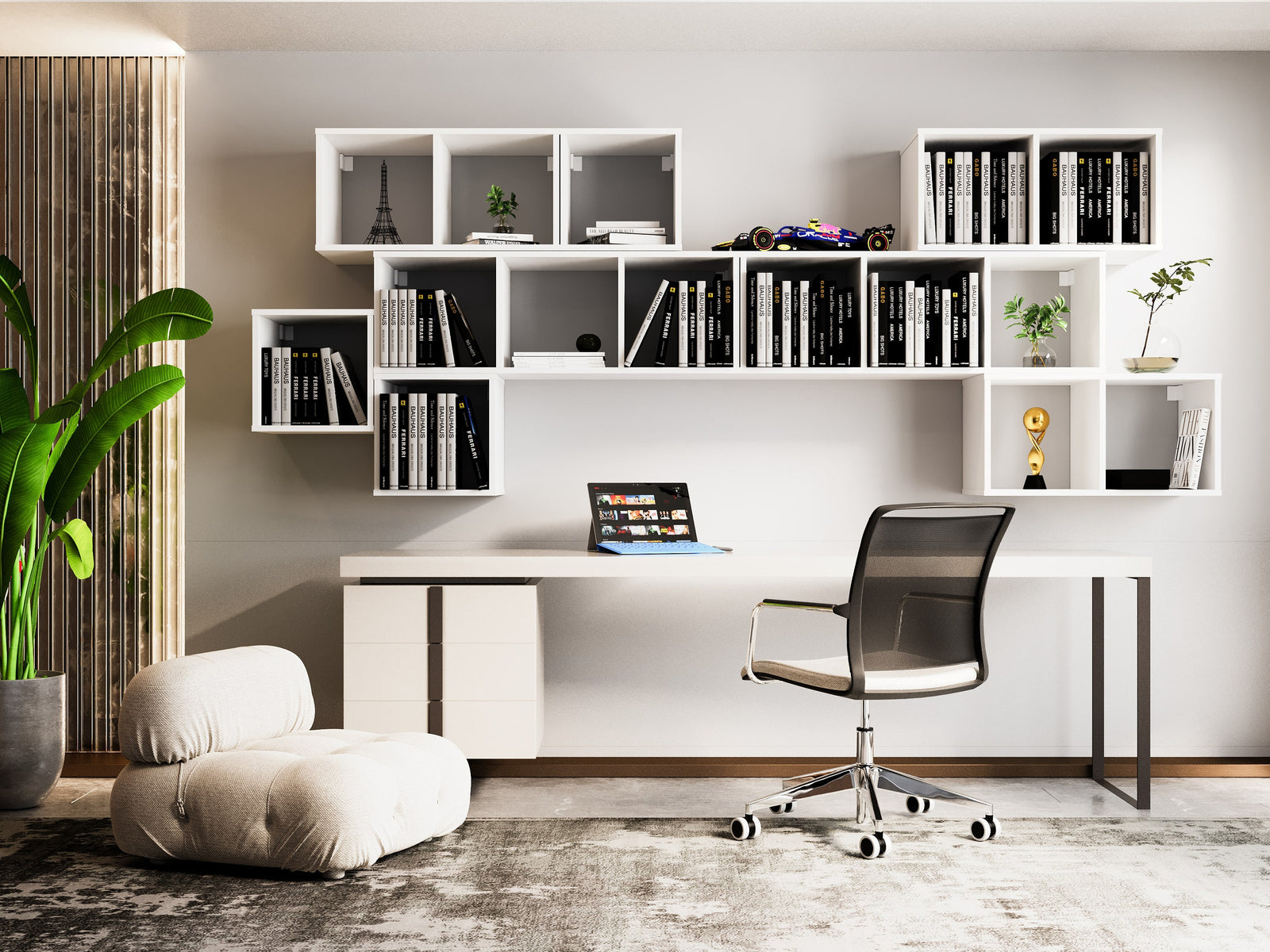 Biblioteca modulara MODUS 3x1 alb